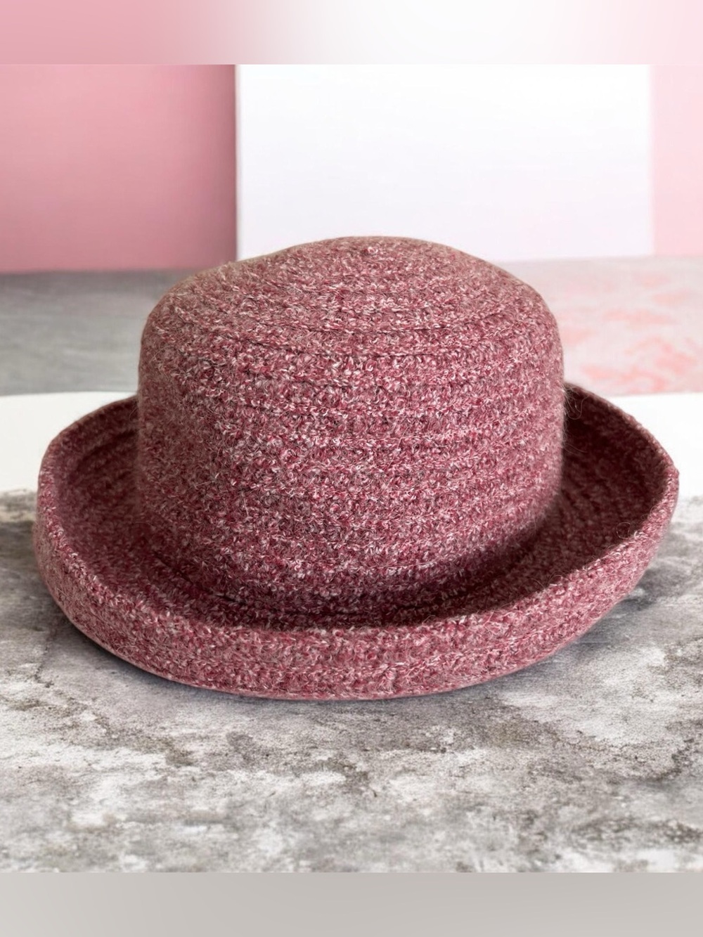 Betmar Cloche Hat Women One Size Purple Textured Crochet Bucket packable